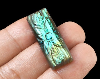 Multi Rectangular Quality 100% Natural Labradorite Carving Cabochon Shape Loose Gemstone Size35X12X6MM Ct.36.45
