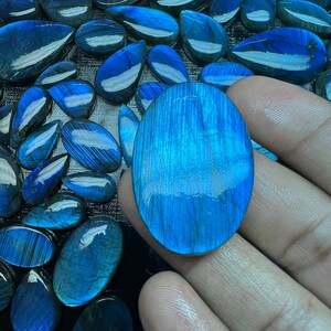 AAA++++ Labradorite Cabochon Blue Fire, Labradorite bleue, Labradorite Pierre précieuse en vrac, Pierre précieuse de cristal de feu bleu de qualité supérieure Limited Stoke