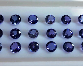Natural Tanzanite Gemstone: Round Faceted Cut Stone