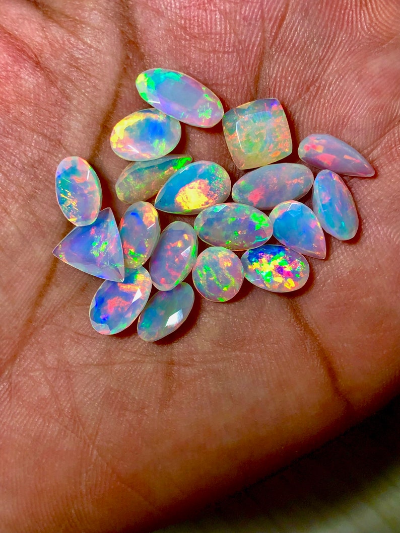 AAA Faceted Opal Gemstone Lot Welo Opal Top Quality Faceted Opal Ethiopian Cut Mix Shape Making Jewelry image 7