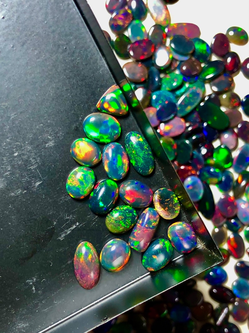 AAA Top Quality Natural Ethiopian Black Opal Cabochon Lot Welo Opal Making Jewelry image 3
