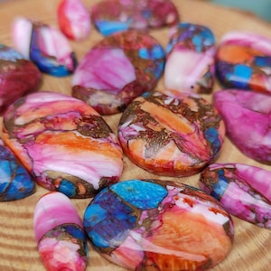 Lote de cabujón múltiple turquesa ostra, lote de cabujón de mezcla turquesa ostra, lote de piedras preciosas de cabujón turquesa oster rosa, turquesa multi ostra