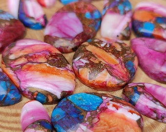 Auster Türkis Multi Cabochon Lot, Auster Türkis Mix Cabochon Lot, Pink Ouster Türkis Cabochon Edelstein Lot, Multi Oyster Türkis