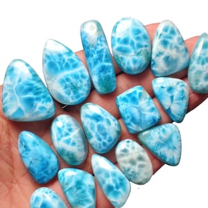 Larimar Cabochon, Larimar Cabochon naturale, Larimar, Larimar Flat Back Cabochon, Pietra portafortuna di febbraio, Pietra preziosa sciolta, 15-25MM Creazione di gioielli