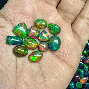 AAA+++ Grado superiore 100% Cabochon opale nero naturale etiope, Cabochon a forma mista, Dimensioni mix, Lotto Cabochon, Cabochon opale nero, Lotto Cabochon,
