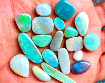 Australian Cabochon Loose Gemstone, Natural Australian Opal, Opal Multi Fire, Australian Opal Cabochon, Mix Shape For Making Jewelry Ring,