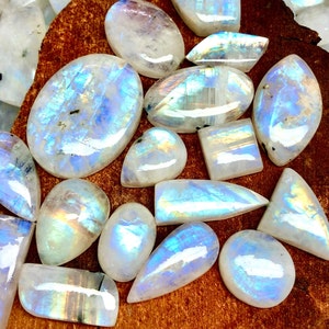 Rainbow Moonstone Cabochon 8mm - 30mm, Gemstone, Palm stone, Pocket Stone, Worry Stone, Set of 2 stone, Set of 4 Stones Set of 6 stone,