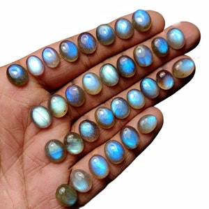 Cabochão de formato oval Labradorite 10 a 20 mm Tamanho Pacote de 6 unidades - Qualidade AAA - Labradorite Blue Flash Estoque limitado @ preço muito razoável