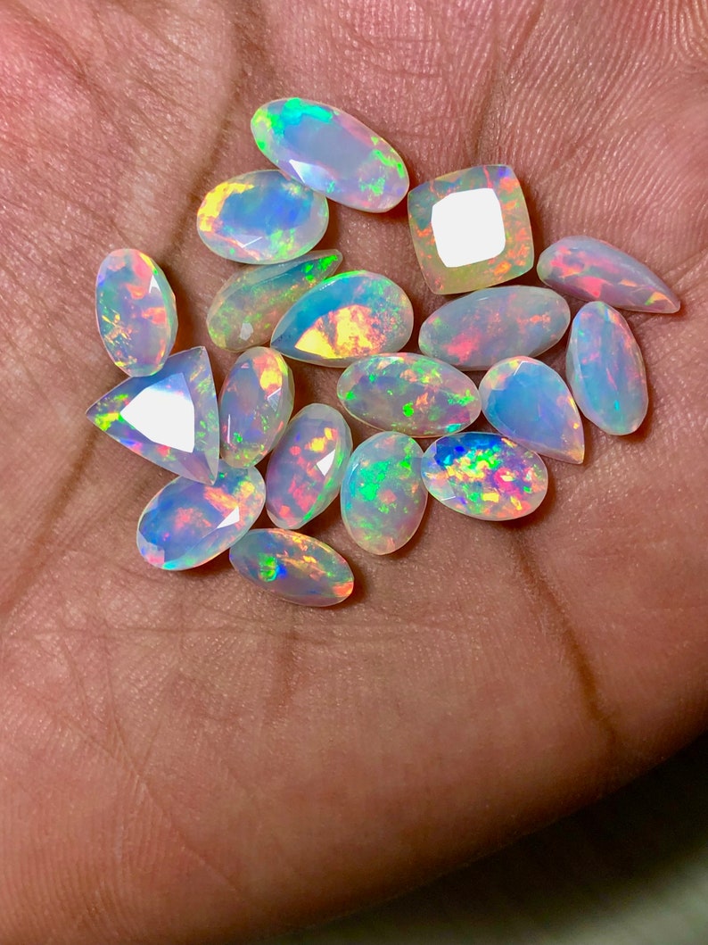 AAA Faceted Opal Gemstone Lot Welo Opal Top Quality Faceted Opal Ethiopian Cut Mix Shape Making Jewelry image 6