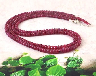 AAA+++Natural Ruby Faceted Gemstone Necklace, Necklace, Romantic Gift, Birthday Present, Elegant Necklace, Gifts for Love, Anniversary Gift,