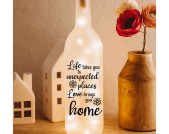Life and Love Wine Bottle Light, Wine Bottle Lights, Wine Bottle Home Decor, Unique Home Decor, Wine Bottle Decor, Unique Christmas Gifts