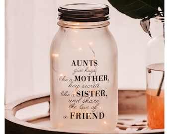 Personalized Aunt Gift: Mason Jar Fairy Lights