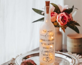 Wedding Wine Bottle Light - Personalized Wedding Gift - Bride and Groom Gift