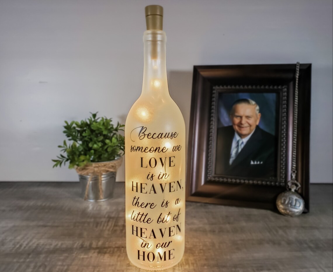 Memorial Wine Bottle Light Funeral Condolence Gift In Loving Etsy