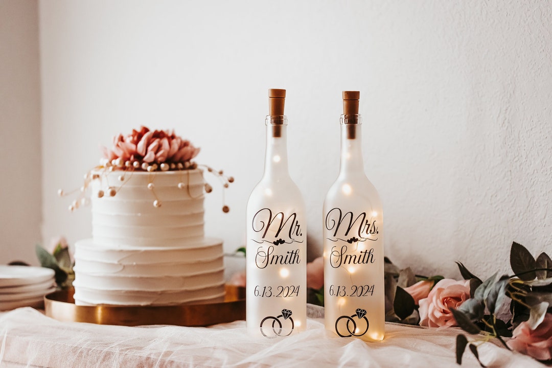 Mr and Mrs Wine Bottle Lights Sweetheart Table Decor Mr and Mrs Sign