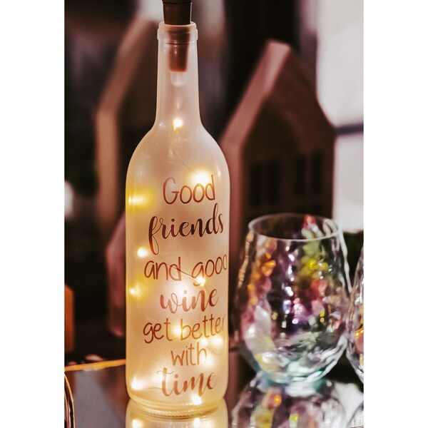 Friends and Wine Bottle Light - Wine Party Decor - Best Friend Gift - Housewarming Gift - Hostess Gift