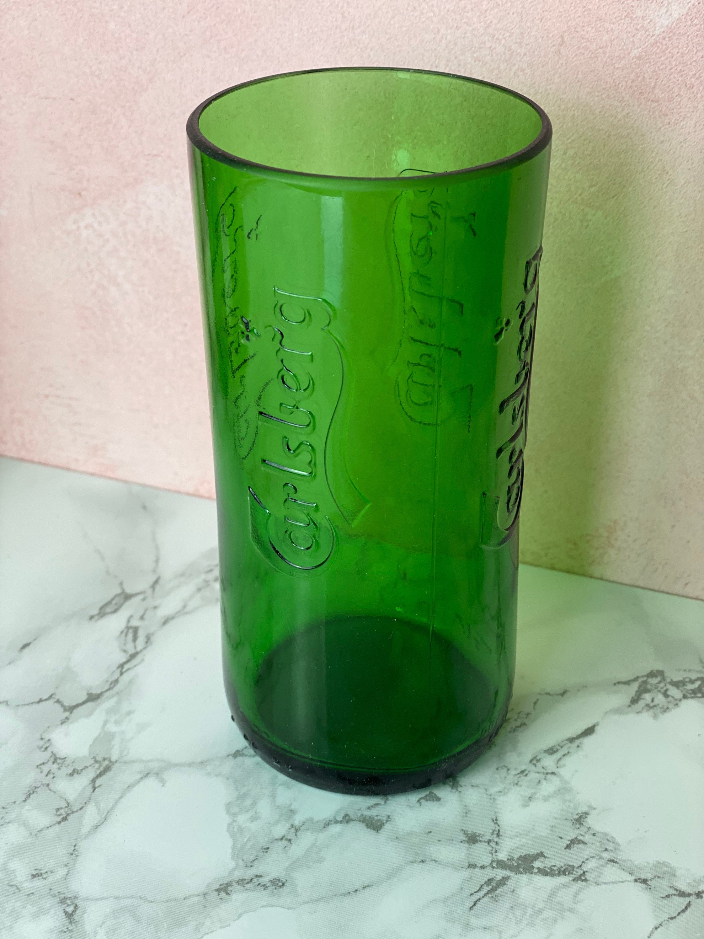 Beer Glass Carlsberg Sustainable Upcycling Green Glass Set Etsy