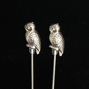Tibetan Owl Hat or Lapel pins in 2 lengths: 15cm or 7.5cm