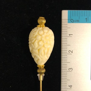 Cream/Ivory and gold hat pins: 7.5cm or 15cm long image 5