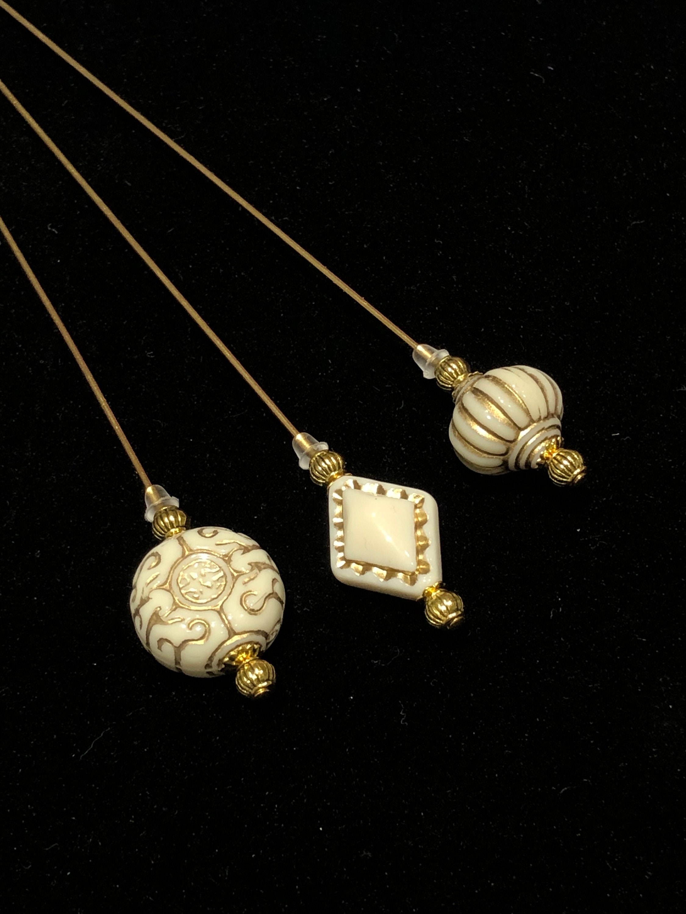 Ivory and Gold Patterned Hat Pins/lapel Pins /hijab Pins: A Selection ...