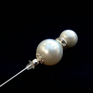 Beautiful long Pearl hat pins in a choice of designs, silver or gold image 3
