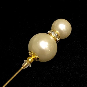 Beautiful long Pearl hat pins in a choice of designs, silver or gold image 5