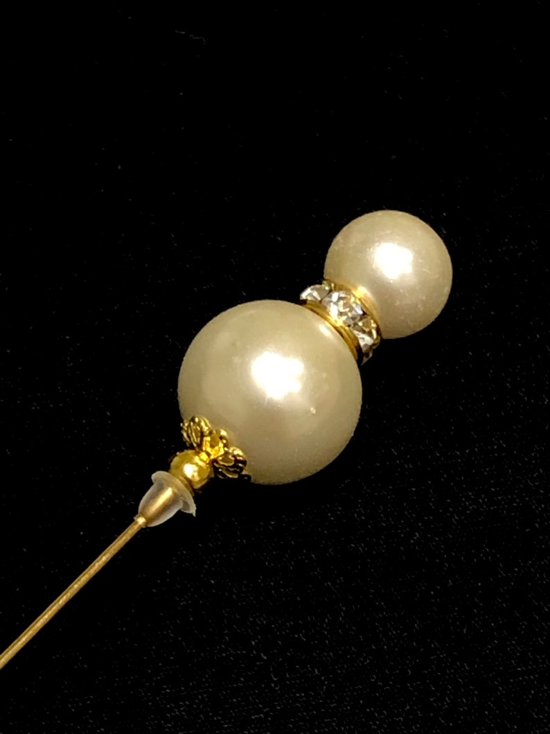 Beautiful long Pearl hat pins in a choice of designs, silver or gold image 5