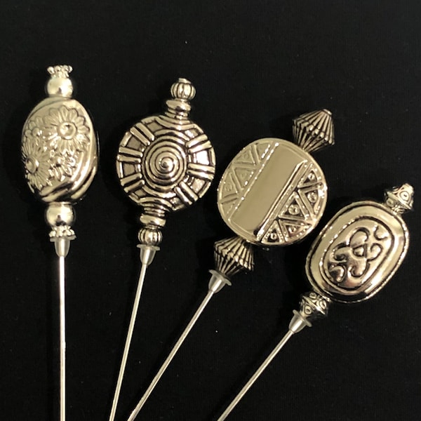 Silver hat pins. Choose from 4 beautiful designs 15cm long