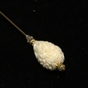 Cream/Ivory and gold hat pins: 7.5cm or 15cm long image 2