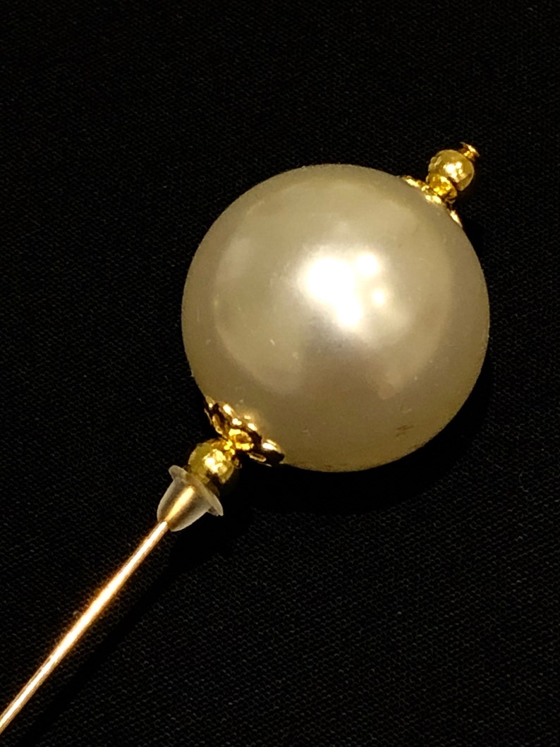 Beautiful long Pearl hat pins in a choice of designs, silver or gold image 4