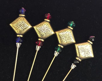 Gold Hut Pin, Hijab Pin, Revers Pin: Wahl von 4 Farben und 2 Längen