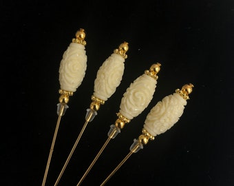 Gold and ivory (imitation) hat pins in a choice of lengths 15cm