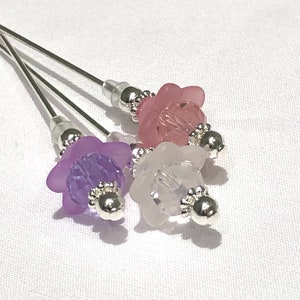 美しい手作りの花のピン - 豊富な色、2つの長さ
