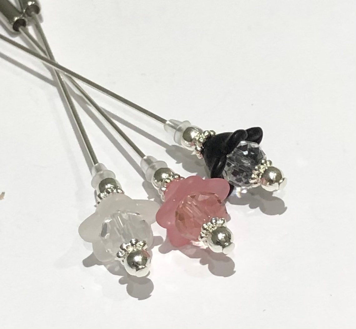 Beautiful handmade flower pins lots of colours 2 lengths Etsy
