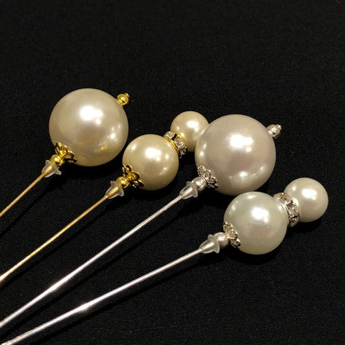 Teardrop Pearl Hat Pins in Silver or Gold With Choice of Etsy