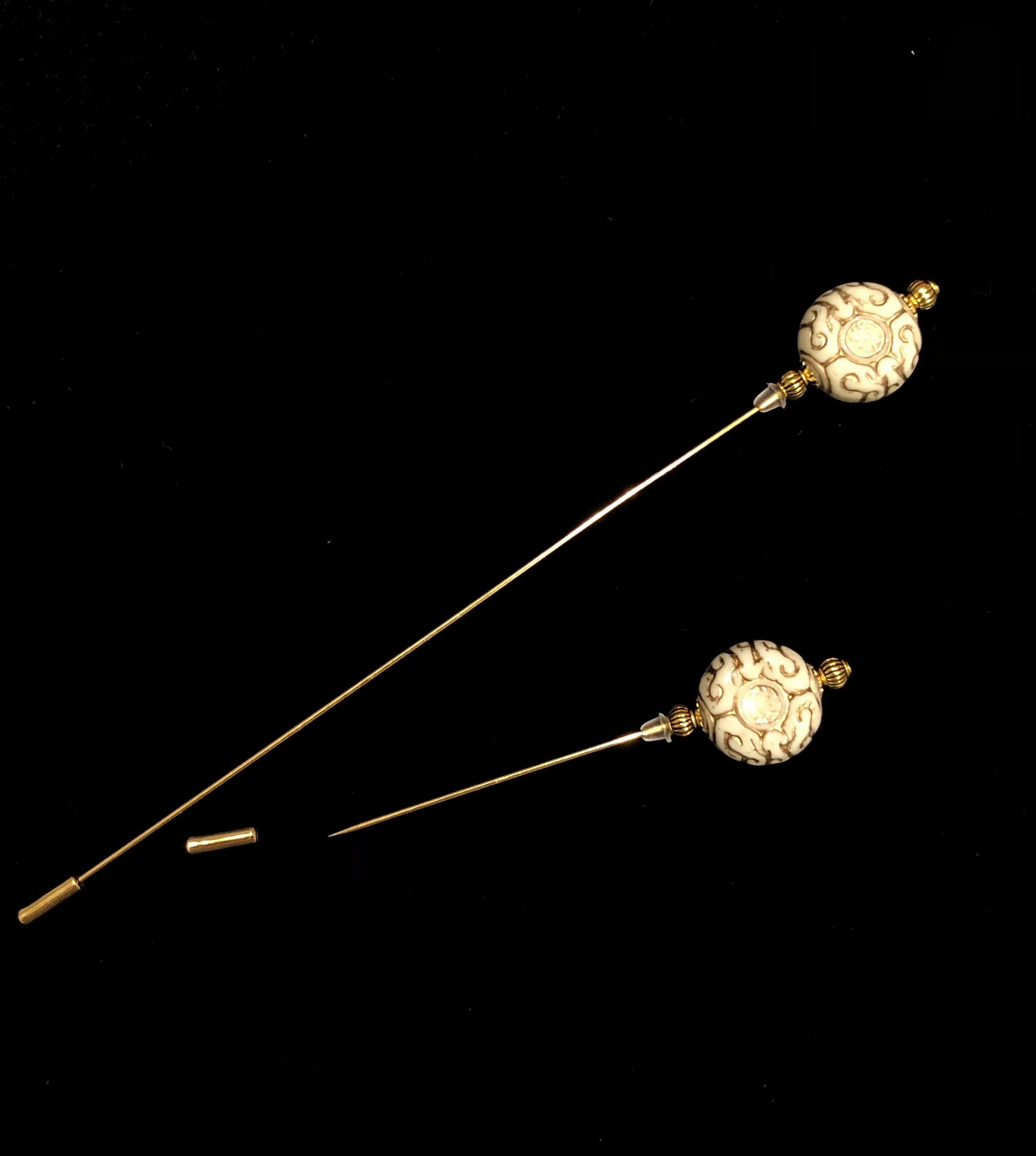 Ivory and Gold Patterned Hat Pins/lapel Pins /hijab Pins: A Selection ...