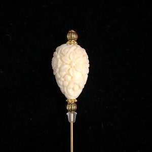 Cream/Ivory and gold hat pins: 7.5cm or 15cm long image 1