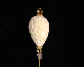 Cream/Ivory and gold hat pins: 7.5cm or 15cm long