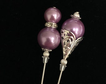 Rozepaarse parelhoedspelden in 2 designs