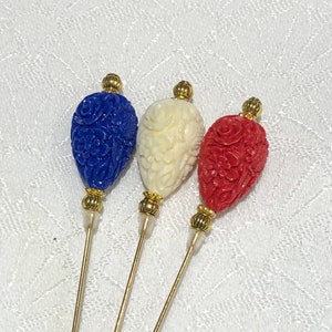 Cream/Ivory and gold hat pins: 7.5cm or 15cm long image 7
