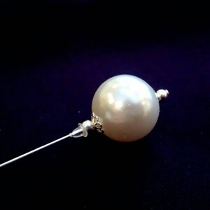 Beautiful long Pearl hat pins in a choice of designs, silver or gold image 2