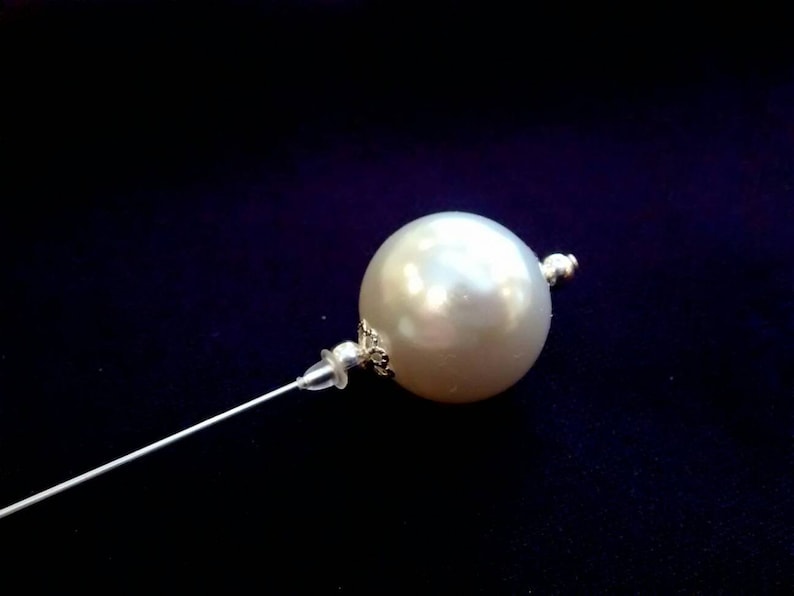 Beautiful long Pearl hat pins in a choice of designs, silver or gold image 2