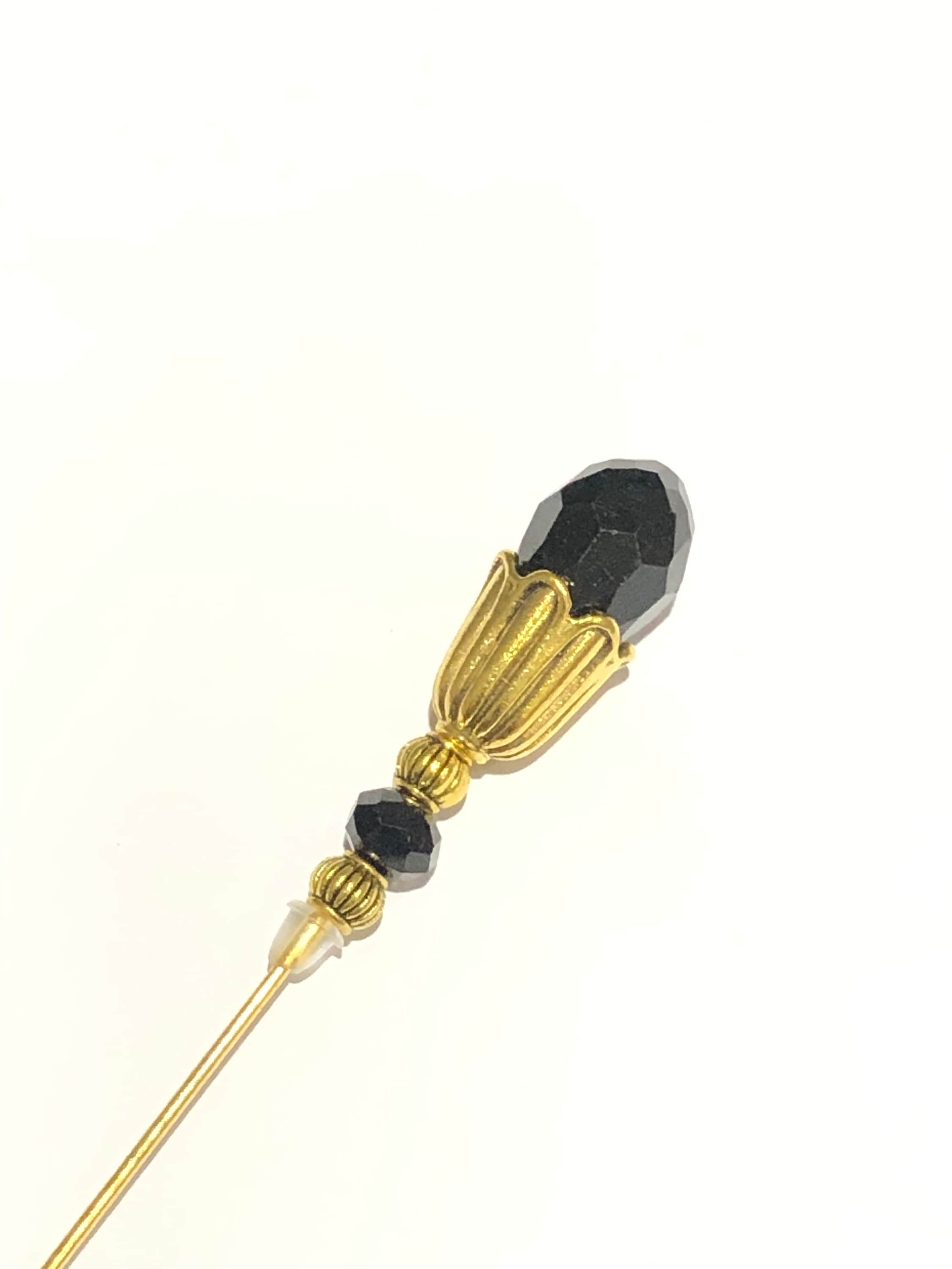 Épingle à Chapeau Ou Cravate Vintage - Bijou Avec Cristal Et Citrine Jaune Nacré