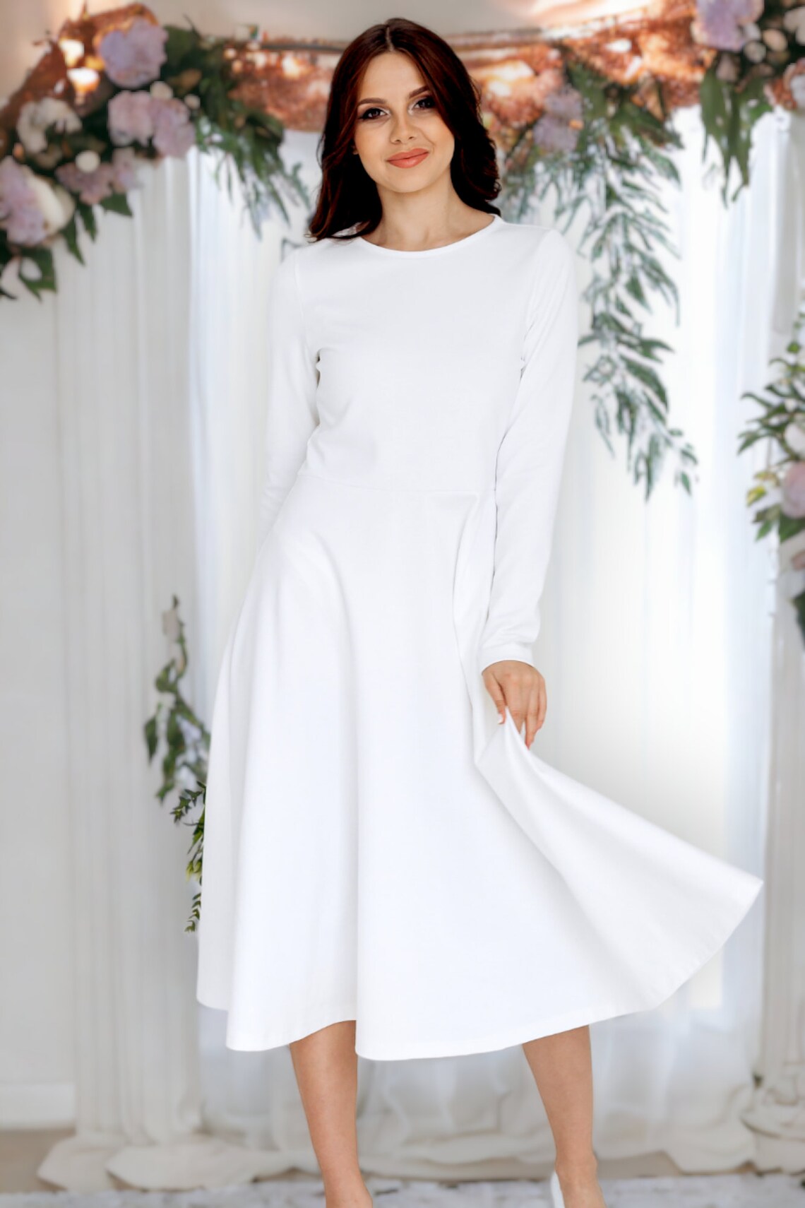 Wedding Dress White Fall Dress FKLGJFO White Color Dress Women Long Sleeve French Vintage Hepburn Square Wedding Dress White Fall Dress FKLGJFO White Color Dress Women Long Sleeve French Vintage Hepburn Square