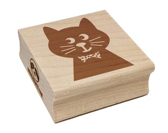 Vintage Brass Stamping Cat with Bow Tie 1.75 x 1.25 Embossed Design Open back
