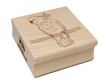 Cockatoo Sitting Rubber Stamp Mounted Wood Block Art Stamp