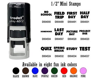 School Important Dates Calendar Planner 1/2" Self-Inking Rubber Stamp Ink Stamper