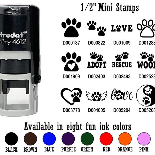 Paw Prints Pet Dog Cat Adopt Rescue Shelter 1/2" Self-Inking Rubber Stamp Ink Stamper