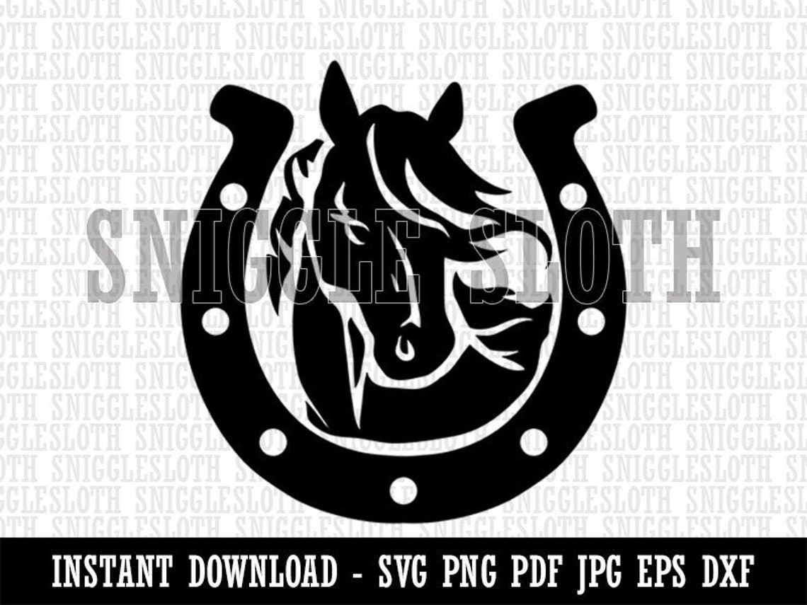 Horse in Horseshoe Clipart Instant Digital Download SVG EPS | Etsy