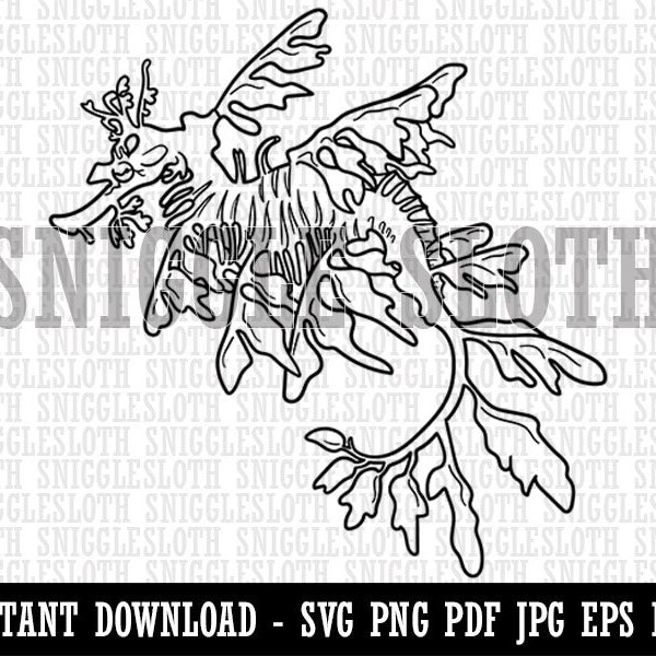 Elegant Leafy Seadragon Seahorse Clipart Instant Digital Download SVG EPS PNG pdf ai dxf jpg Cut Files Commercial Use